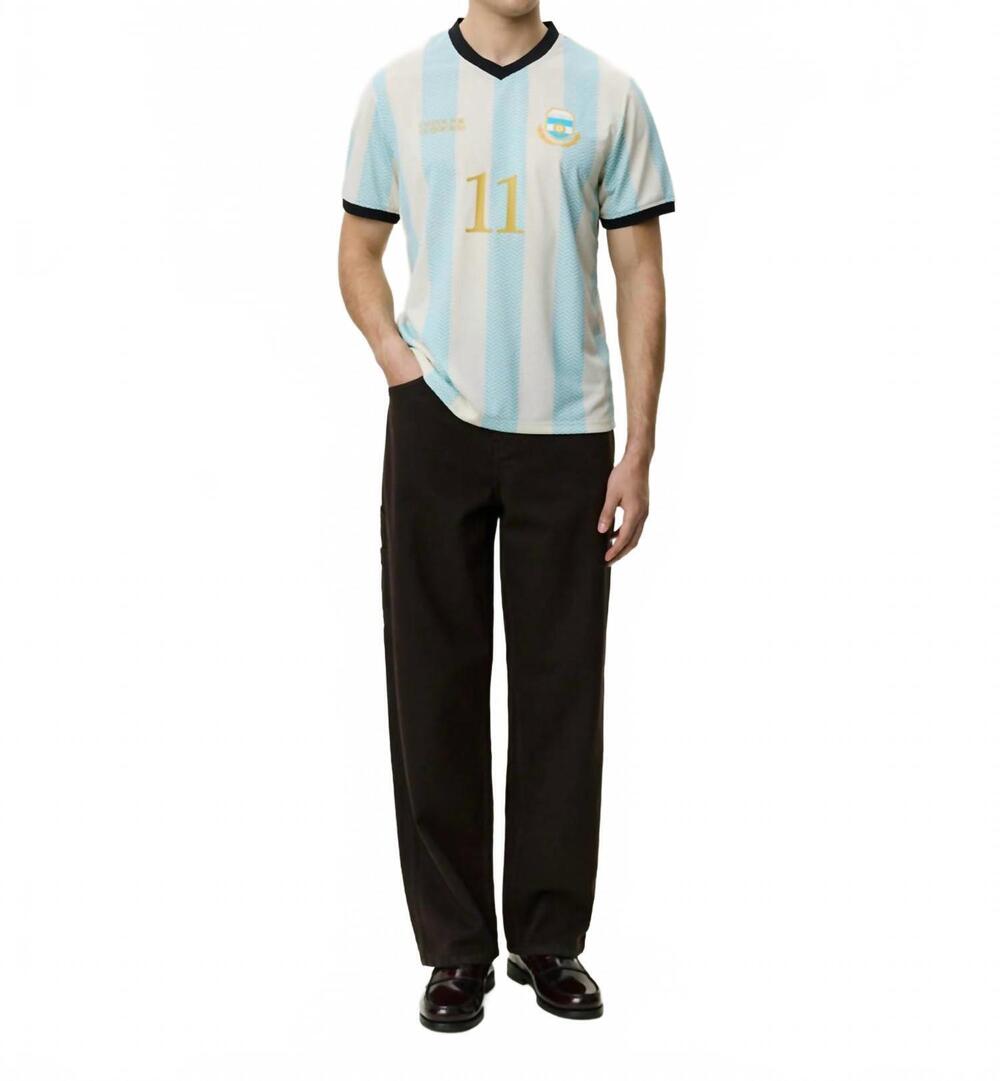 NEW LES DEUX argentina short sleeve football jersey in bachelor button blue
